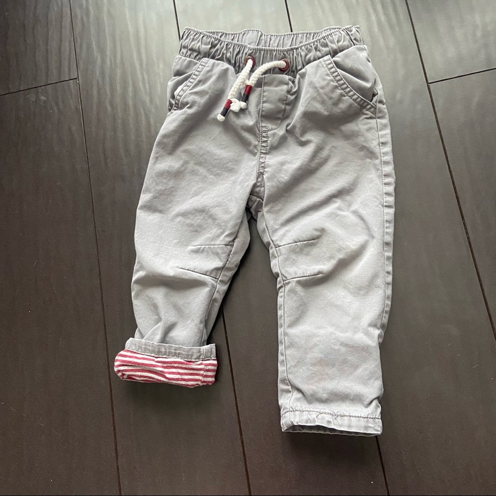 Cat & Jack toddler boy stripe lined gray pants size 18M EUC
